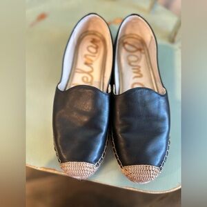 Sam Edelman Black Leather Espadrille Flats